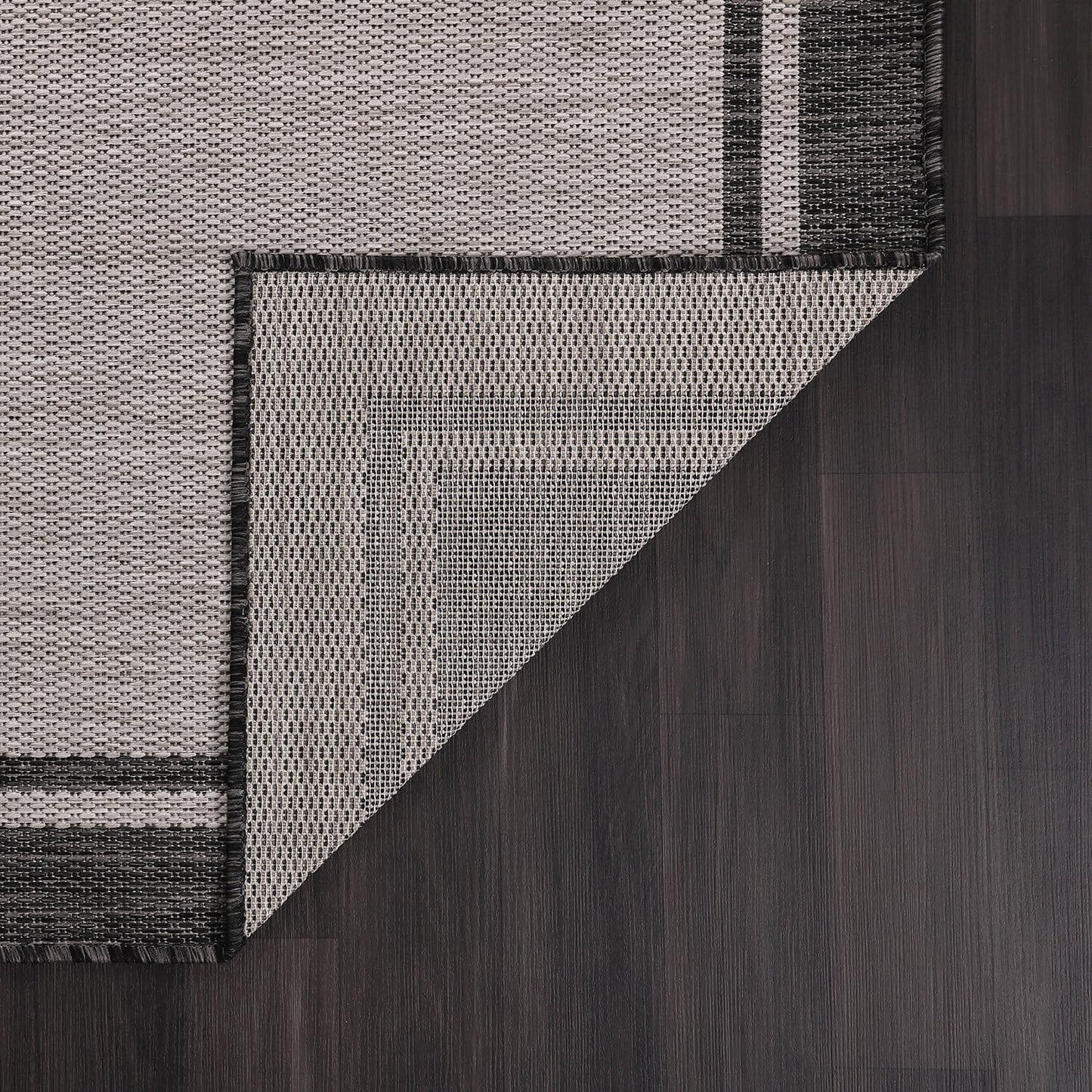 CAMILSON Indoor Outdoor Rug, 6x9 Bordered Gray Modern Area Rugs for Indoor and Outdoor Patios