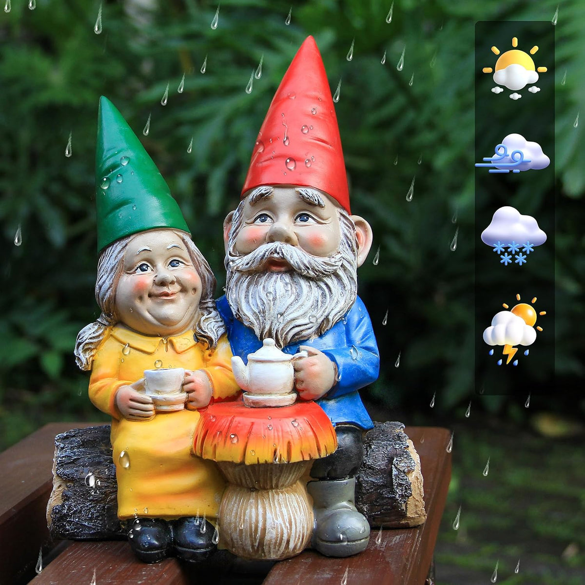 Garden Gnome Statue for Outdoor Decoration,Couple in Love Gnome Figurine for Patio Yard Lawn
