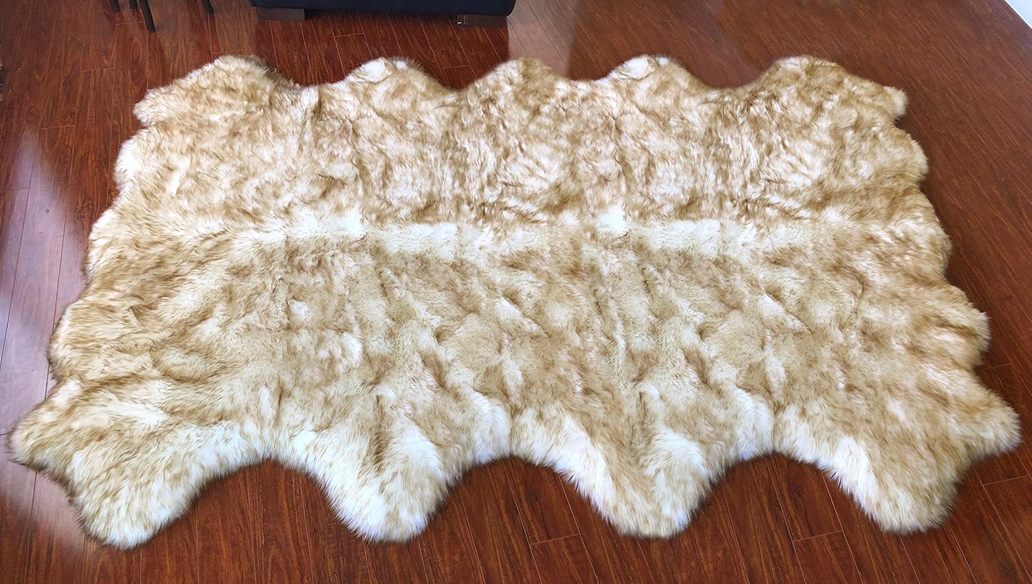 LAMBZY Faux Sheepskin Hypoallergenic Free Shape Silky Shag Rug, Luxury Shaggy Silky Plush Carpet