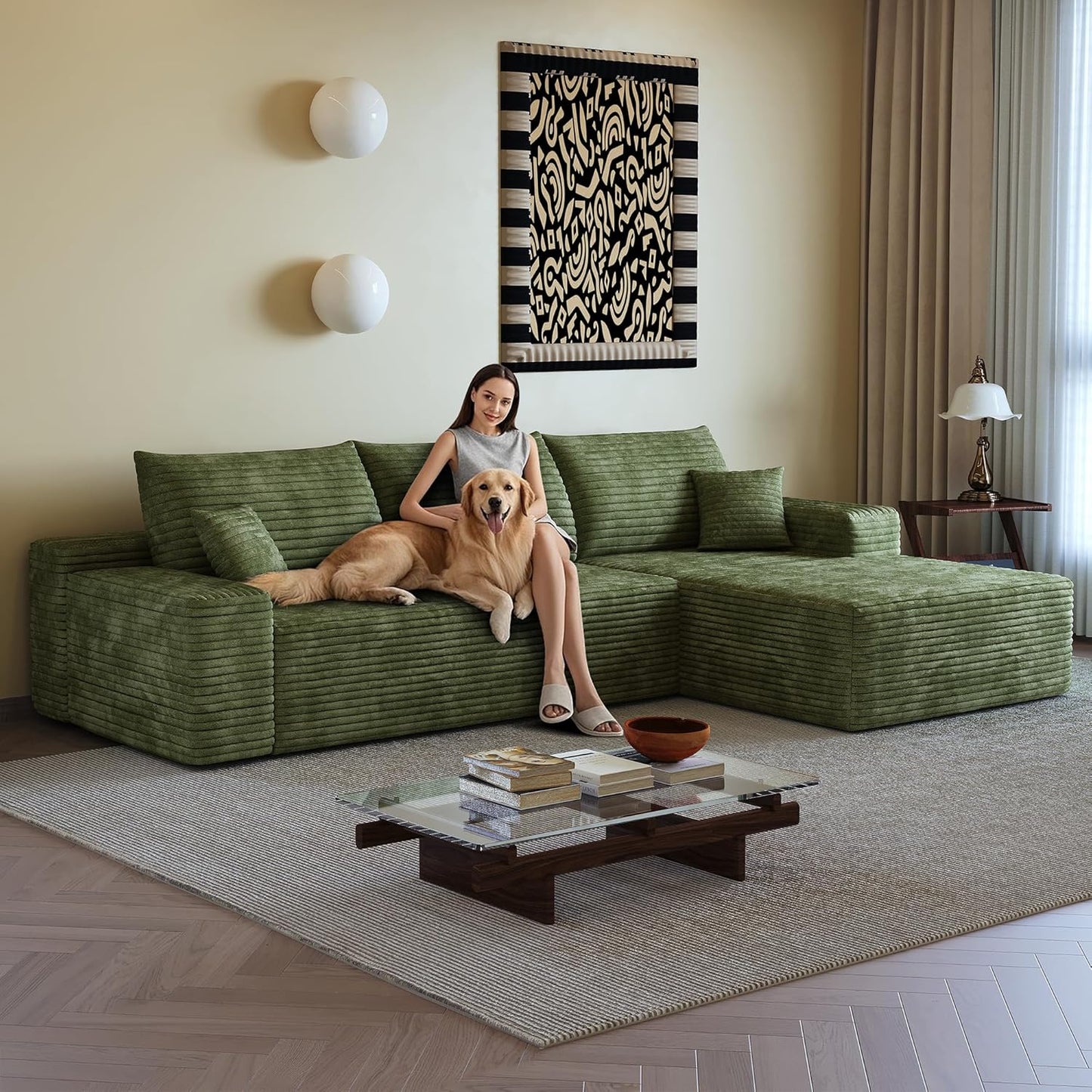 108" Sectional Couches for Living Room Modern Modular Sofa with L-Shape Couchs Upholstered Boneless