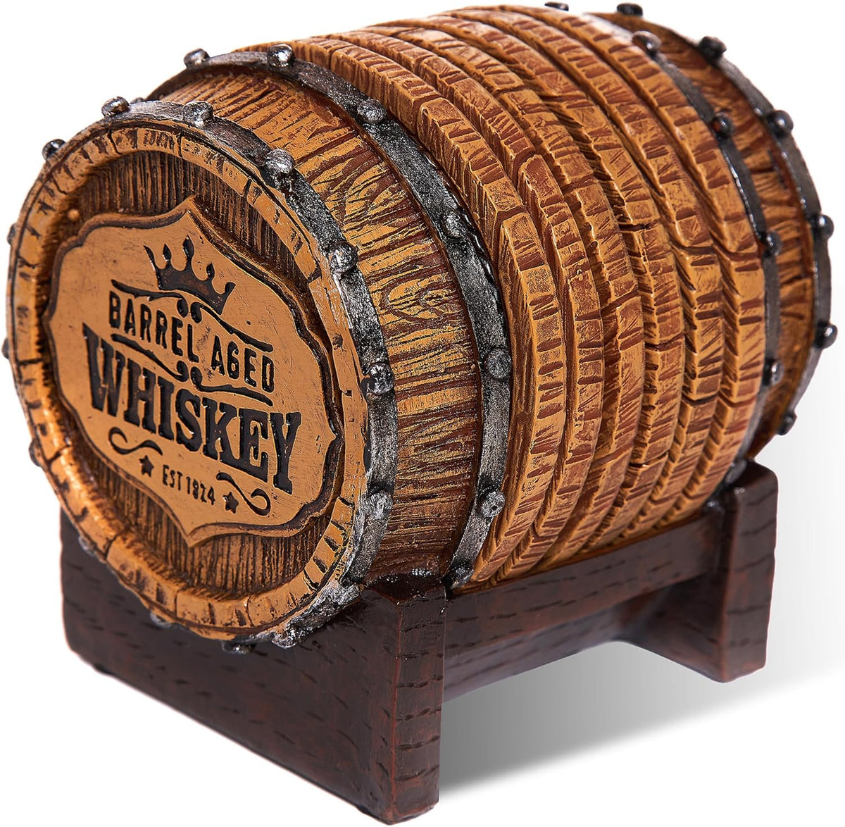 Cabin Obsession Whiskey Barrel Coaster Set – Handcrafted Whiskey Barrel Decor for Whiskey Lovers