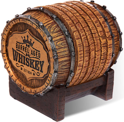 Cabin Obsession Whiskey Barrel Coaster Set – Handcrafted Whiskey Barrel Decor for Whiskey Lovers