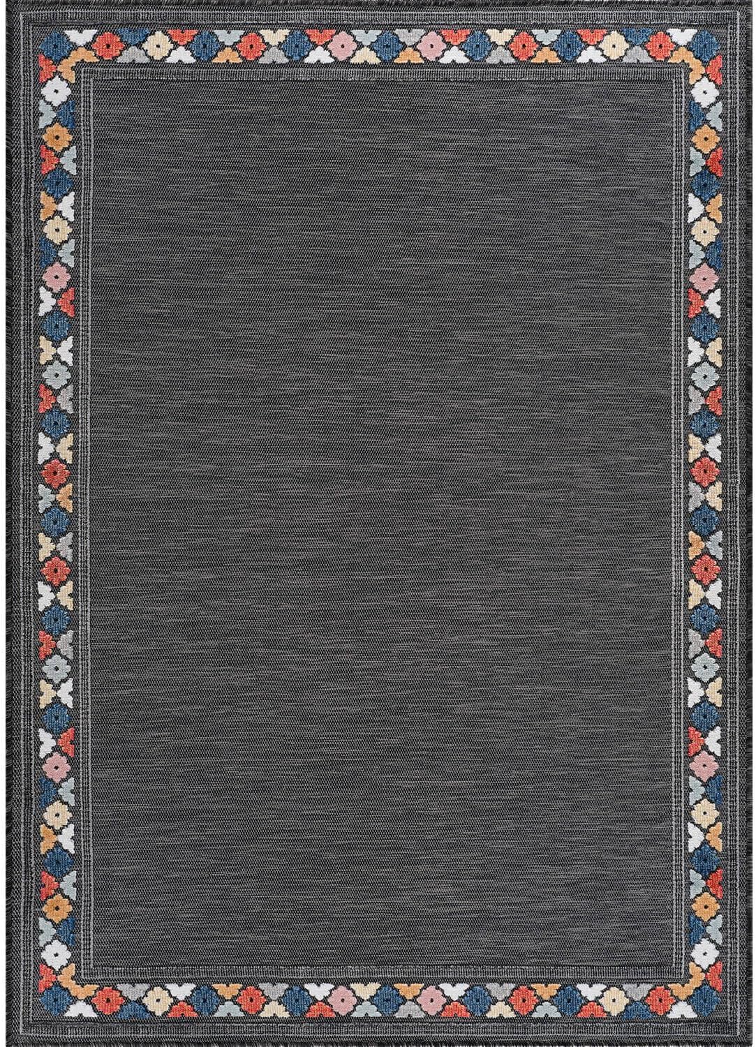 Beverly Rug Outdoor Rug 8x10 Modern Bordered Area Rugs for Indoor and Outdoor Patio Easy to Clean