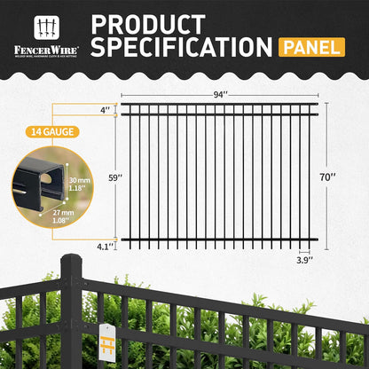 Fencer Wire Heavy Duty Flat Top Fence Barrier Panel, 6FT Height X 8FT Width Anti-Rust Metal Fencing