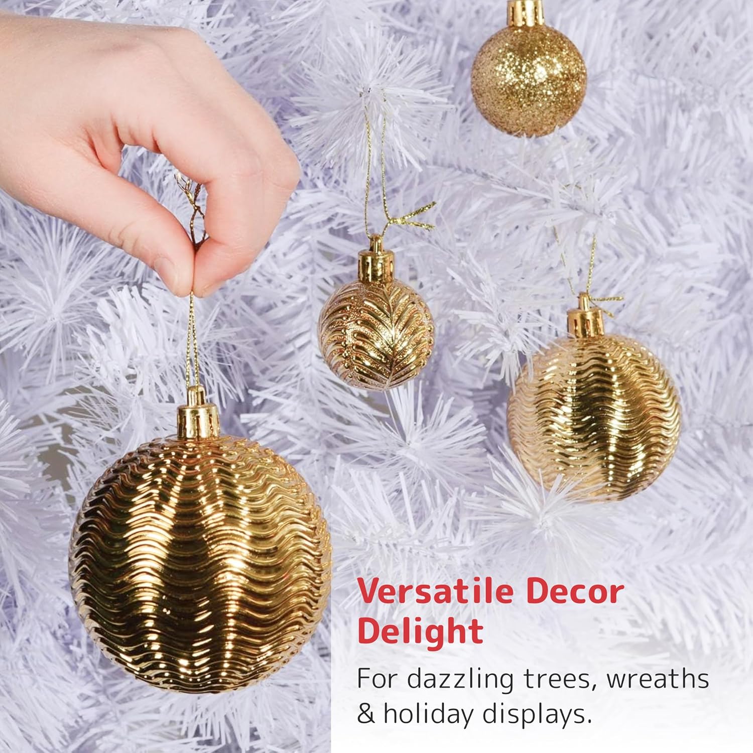 PREXTEX Christmas Ornaments Gold Set - 36-Piece Shatterproof Gold Ornaments for Christmas Tree