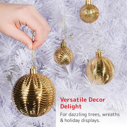 PREXTEX Christmas Ornaments Gold Set - 36-Piece Shatterproof Gold Ornaments for Christmas Tree