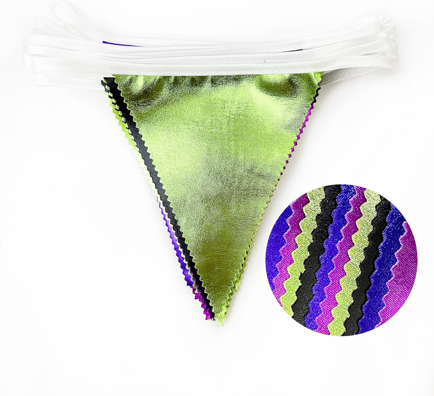 Video Game Party Decorations Black Blue Green Purple Metallic Fabric Triangle Pennant Banner Flag