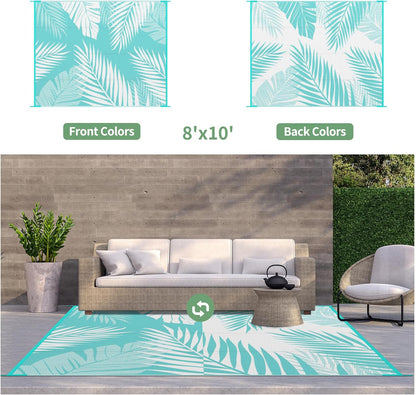 GENIMO Outdoor Rug 8' x 10' Waterproof for Patios Clearance, Reversible Outdoor Plastic Straw