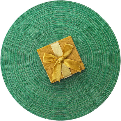AHHFSMEI Round Braided Placemats Set of 6 Round Table Mats for Dining Tables Natural Woven Heat