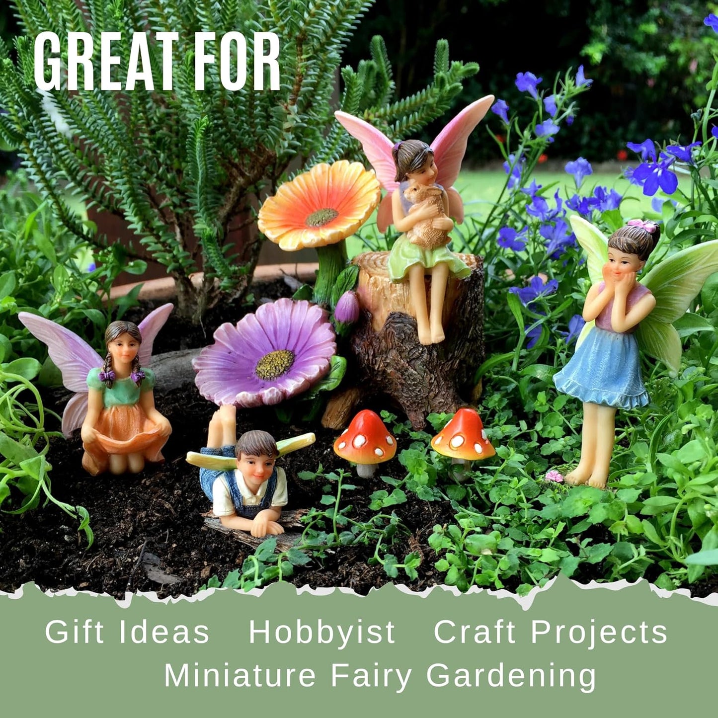 PRETMANNS Fairies for Fairy Garden - Colorful Accessories Kit for an Indoor or Outdoor Miniature