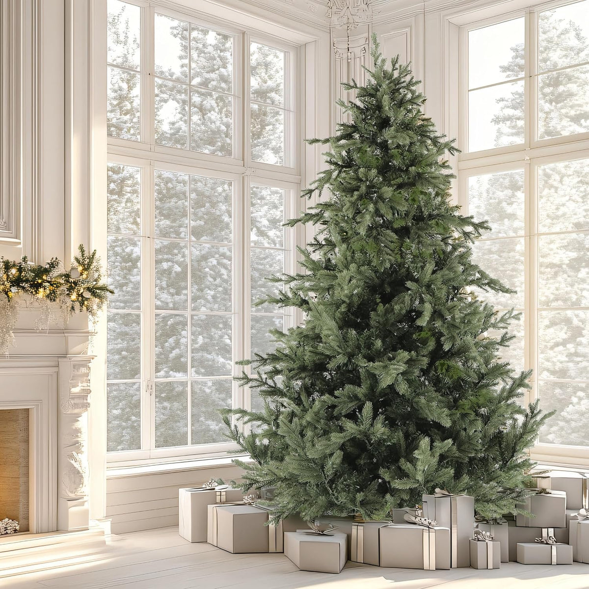 Fraser Hill Farm 12-Ft. Foxtail Pine Artificial Christmas Tree with Stand and No Lights, Unlit