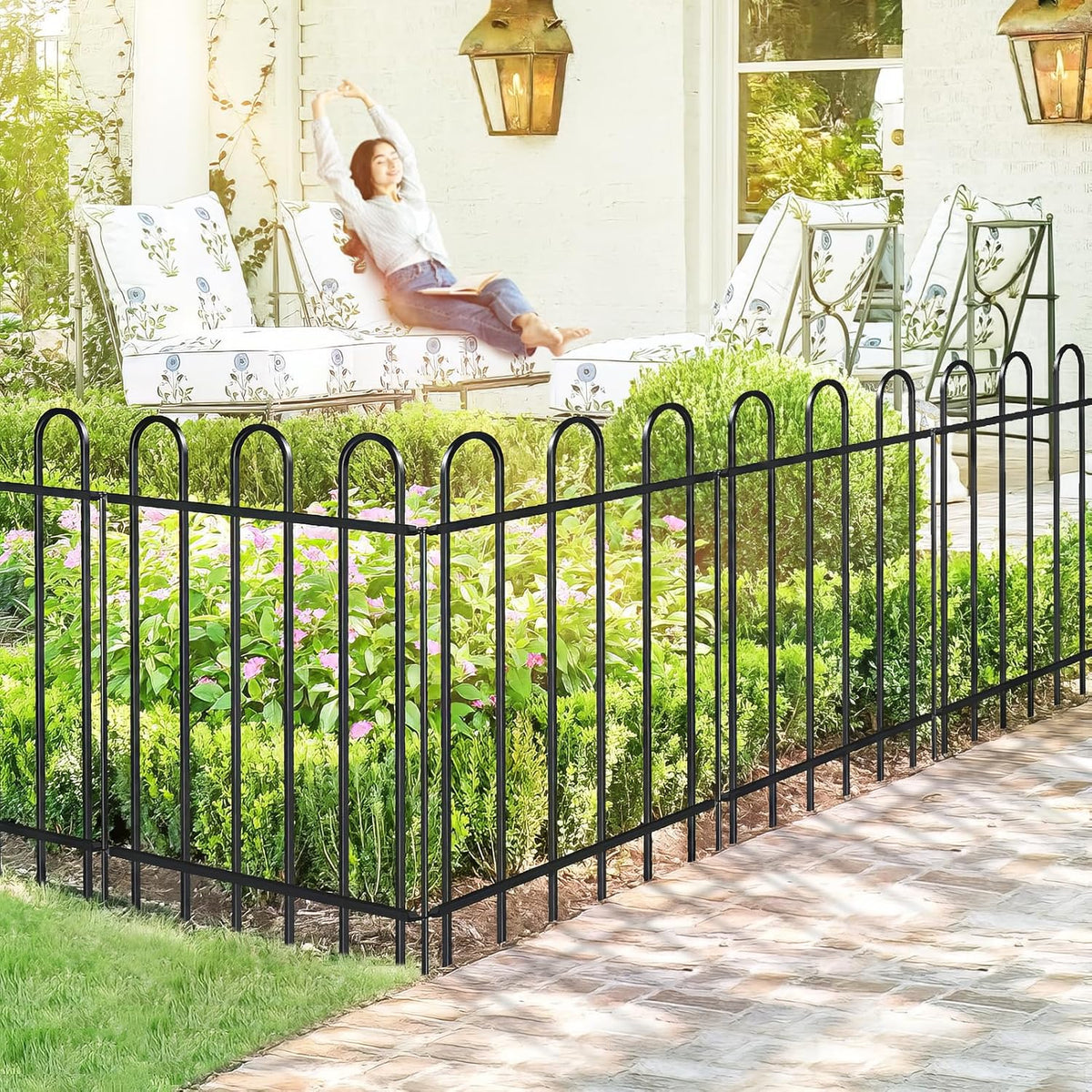 Metal Garden Fence 30 in H x 16 ft L, No dig Garden Border Yard Fencing, Dog Fence Outdoor