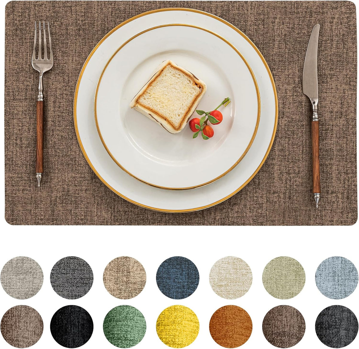 Romanstile Vinyl Placemats Set of 6-12 X 18 Inch - Heat Resistant Place Mats 100% Waterproof