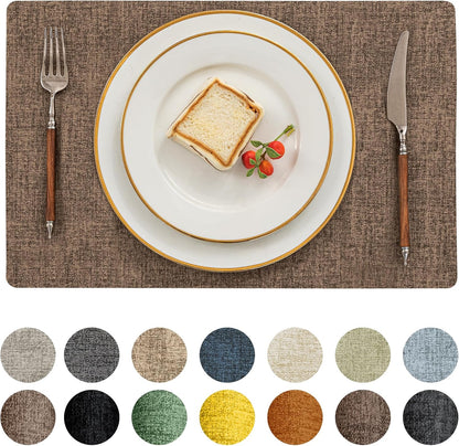 Romanstile Vinyl Placemats Set of 6-12 X 18 Inch - Heat Resistant Place Mats 100% Waterproof