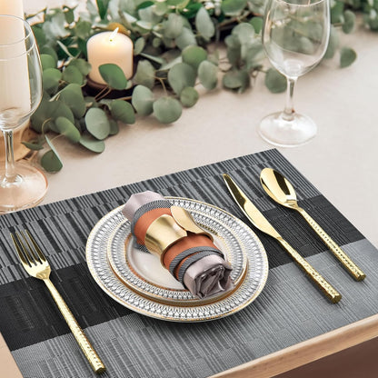 Placemats Set of 6 - Easy Clean Washable Vinyl Placemats - Heat Resistant PVC Place Mats for Dining