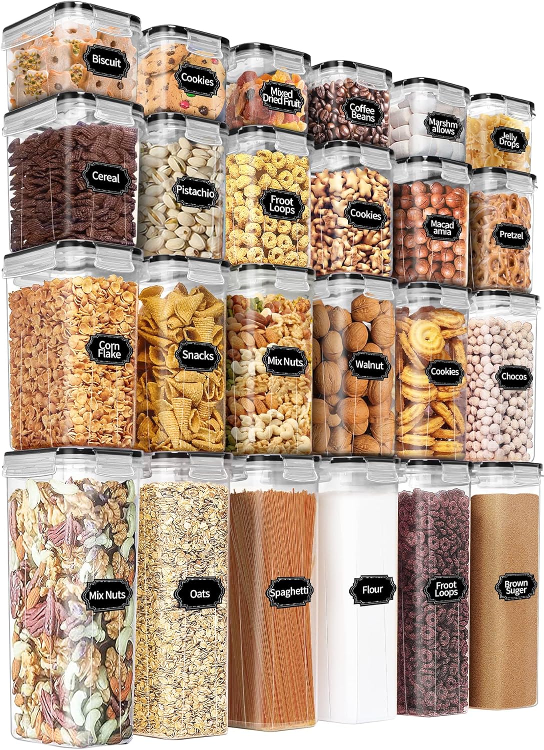 PRAKI Airtight Food Storage Containers Set with Lids - 24 PCS, BPA Free Kitchen and Pantry