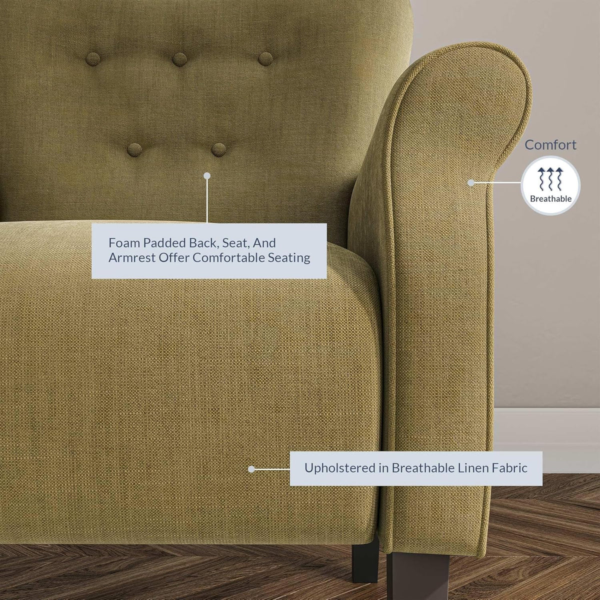 BELLEZE Modern Accent Chair, High Back Armchair, Upholstered Wingback Side Chair, Padded Single