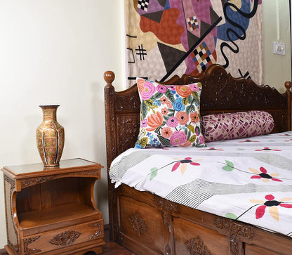 Roses Floral Pillow Cover Flower Farmhouse Chair Cushion Suzani Flowers Pillowcase Boho Florals