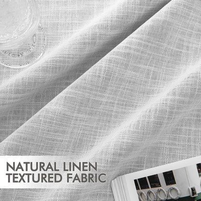 MIULEE Greyish White 100% Blackout Linen Curtains 102 Inch 2 Panels Set Double Sided No Coating