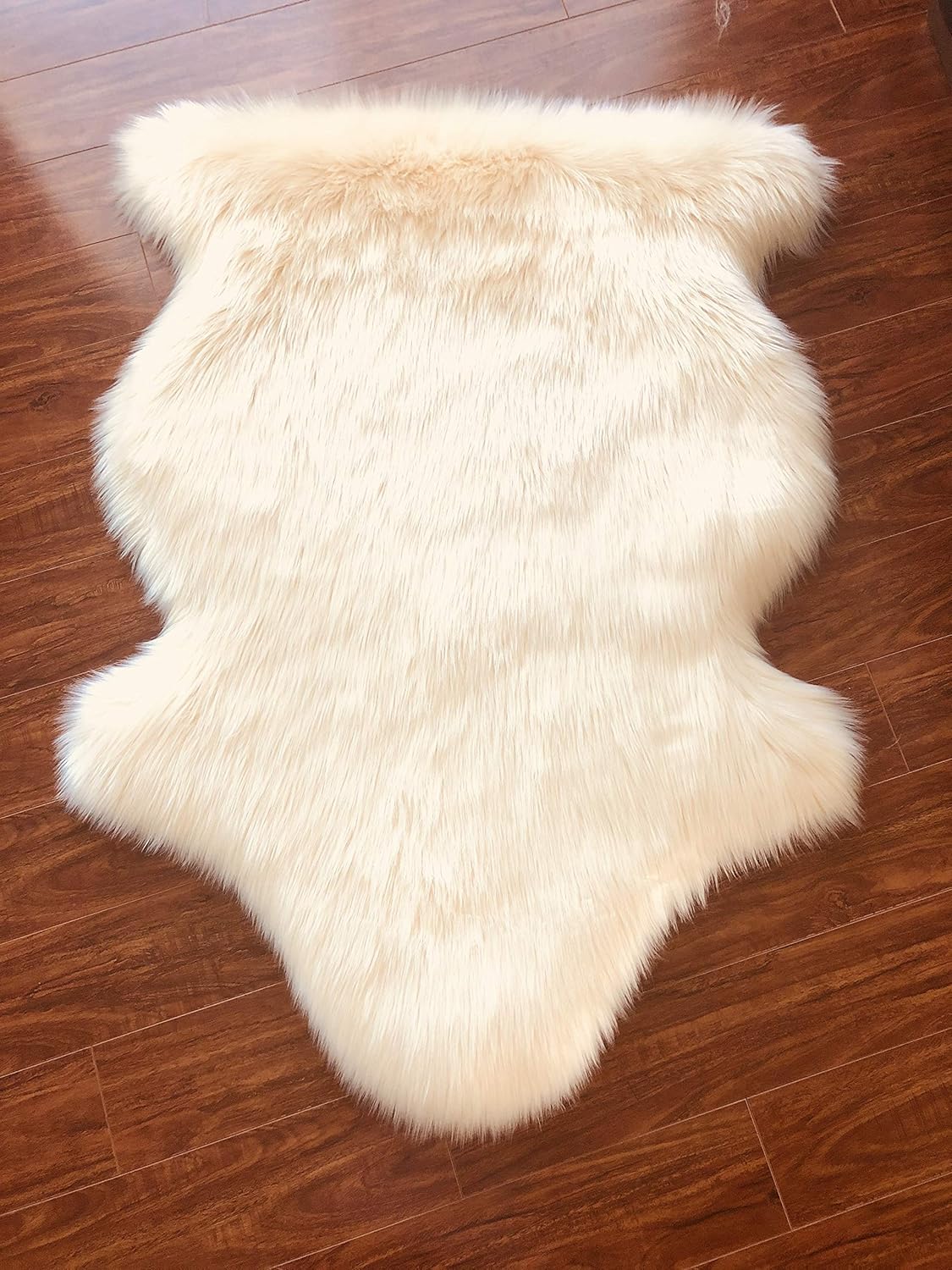 LAMBZY Faux Sheepskin Soft Hypoallergenic Free Shape Silky Shag Rug, Luxury Shaggy Silky Plush