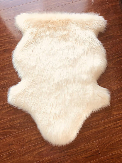 LAMBZY Faux Sheepskin Soft Hypoallergenic Free Shape Silky Shag Rug, Luxury Shaggy Silky Plush