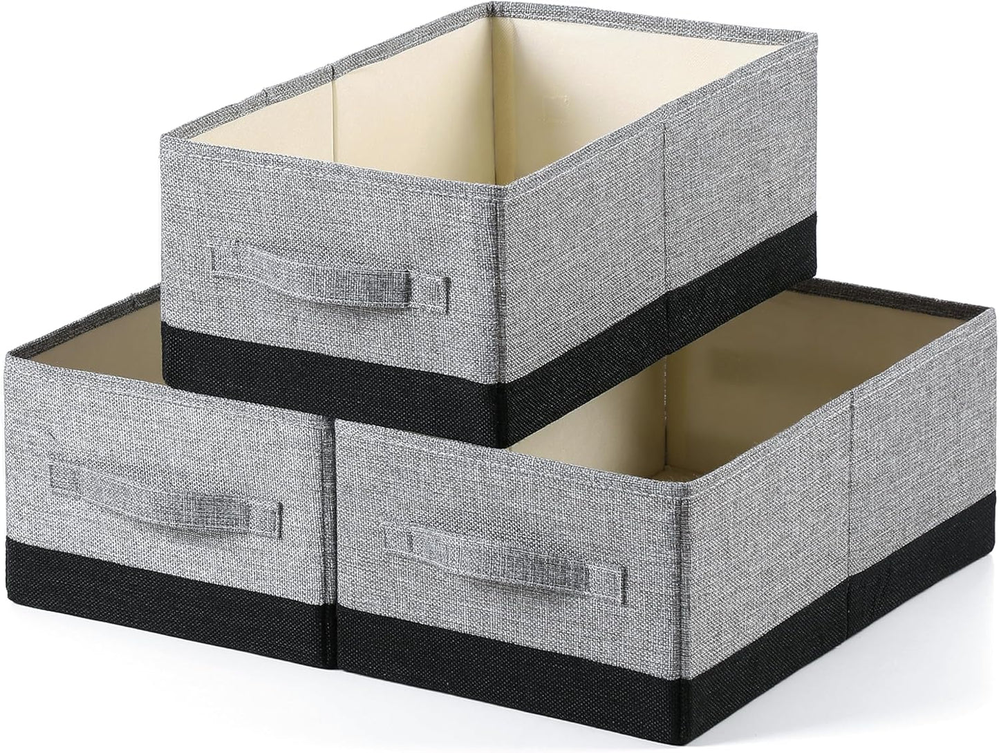 linen closet organizers and storage, 3 Pack Large Storage Baskets, Washable, Clothing Storage Bins