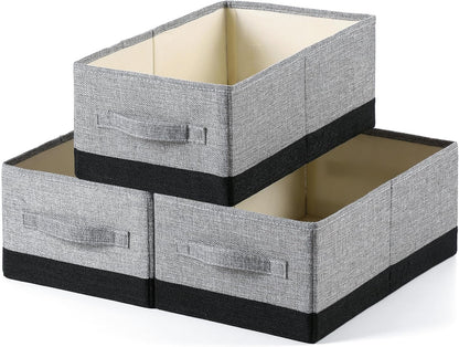 linen closet organizers and storage, 3 Pack Large Storage Baskets, Washable, Clothing Storage Bins