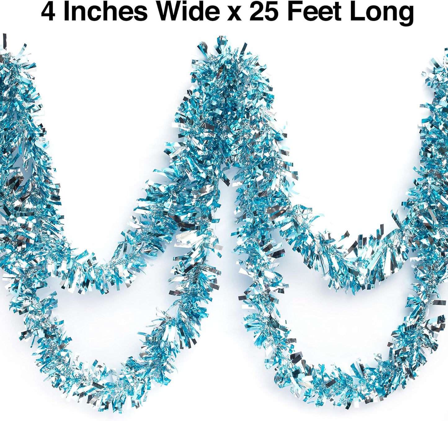Anderson's Light Blue & Silver Sparkle Glitter Metallic Tinsel Twist for Trailer Or Golf Cart, 4