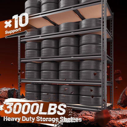 REIBII 48.2" W Garage Shelving, Storage Shelves Load 3000LBS, Adjustable Garage Shelving Heavy Duty