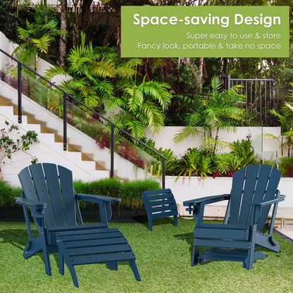 GreenVines Adirondack Ottoman Set of 2, HDPE All Weather Outdoor Folding Footrest, Plastic
