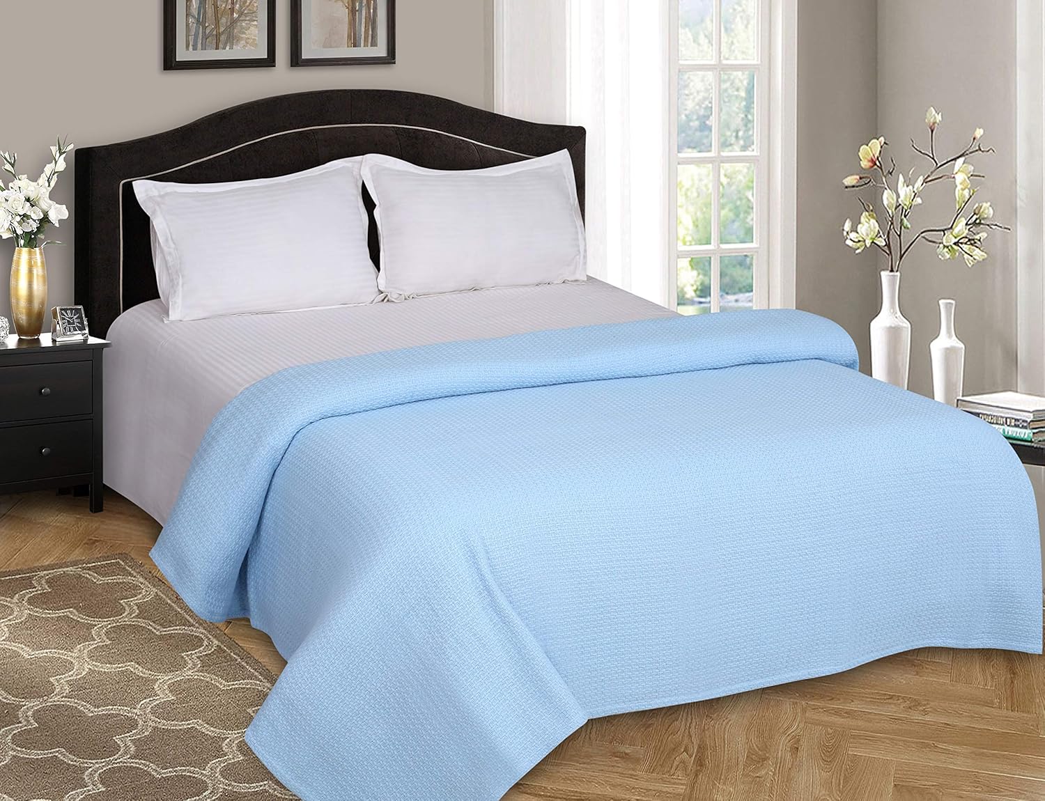 Elvana Home 100% Cotton Bed Blanket, Breathable Bed Blanket King Size, Cotton Thermal Blankets