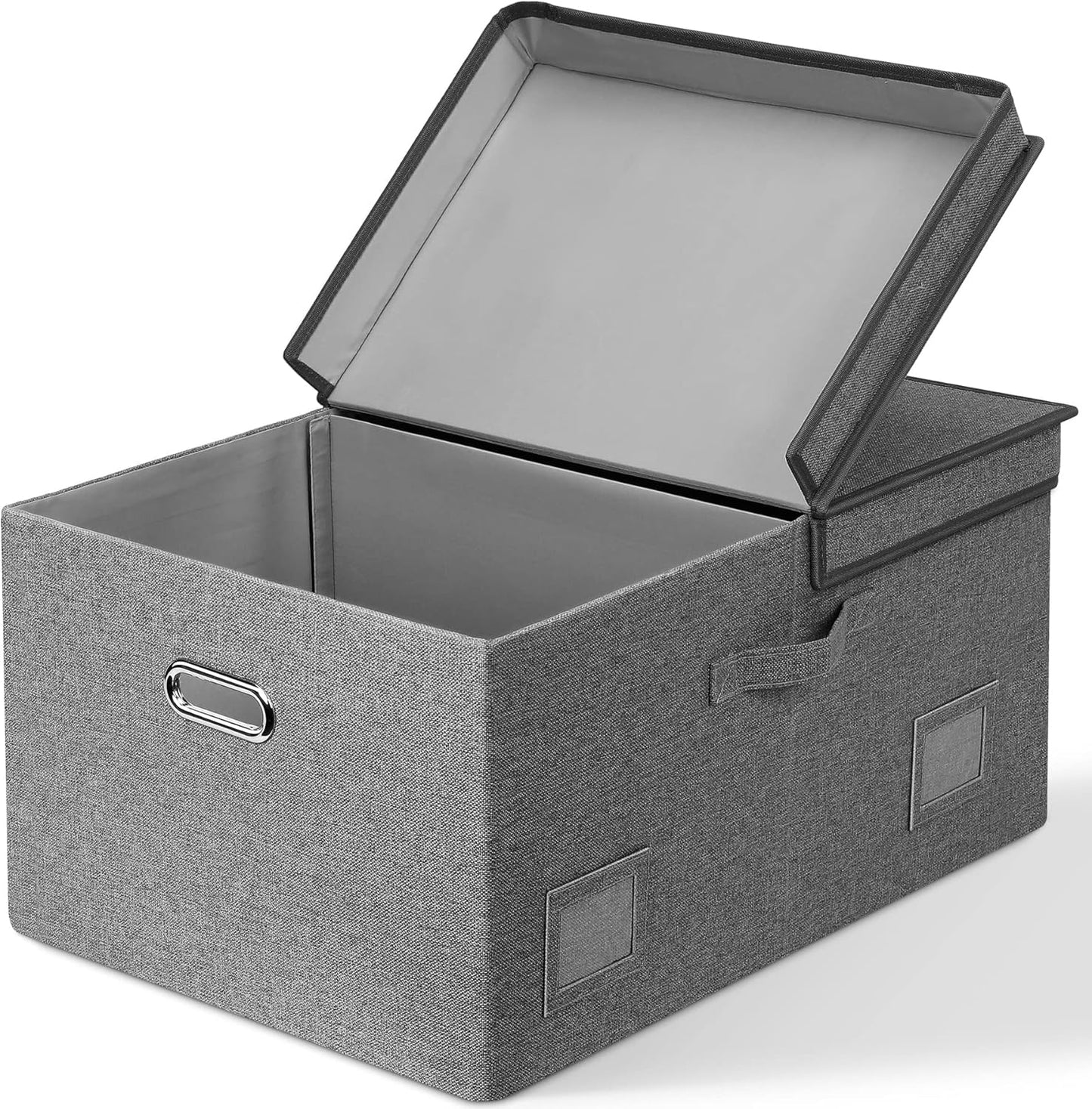75 Quarts Extra Large Decorative Storage Bins with Lids, 1 Pack Gray Collapsible Storage Bins with