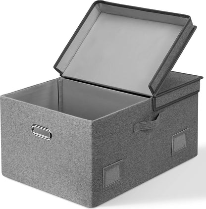 75 Quarts Extra Large Decorative Storage Bins with Lids, 1 Pack Gray Collapsible Storage Bins with