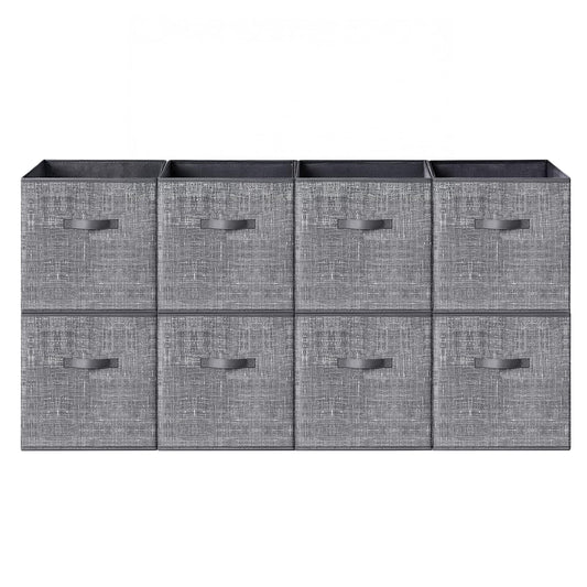 SONGMICS HOME Foldable Storage Cubes Set of 8, Fabric Shelf Organizer Bins with Handles, Closet