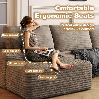 108" Sectional Couches for Living Room Modern Modular Sofa with L-Shape Couchs Upholstered Boneless