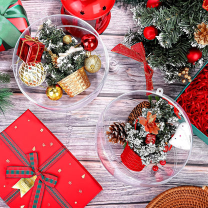 ANVAVO 2 Pieces 20 cm Christmas Clear Plastic Fillable Ball Ornaments DIY Craft Transparent Baubles