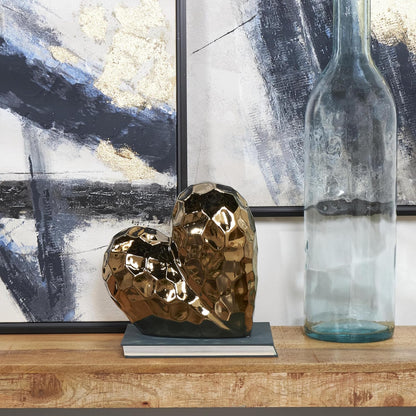 Deco 79 Ceramic Heart Decorative Sculpture Dimensional Angled Origami Inspired Home Decor Statue
