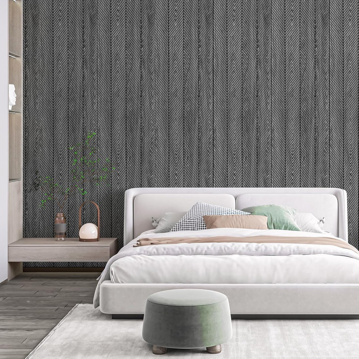 Art3d 4-Pack Glue-On Herringbone Wainscoting Panel for Interior Wall Decor - 104 x 12 Inch