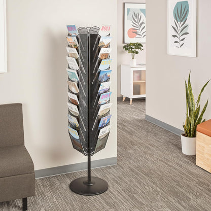 Safco Onyx Rotating Mesh Magazine Holder, Display Rack with 30 Pockets, Brochure Organizer