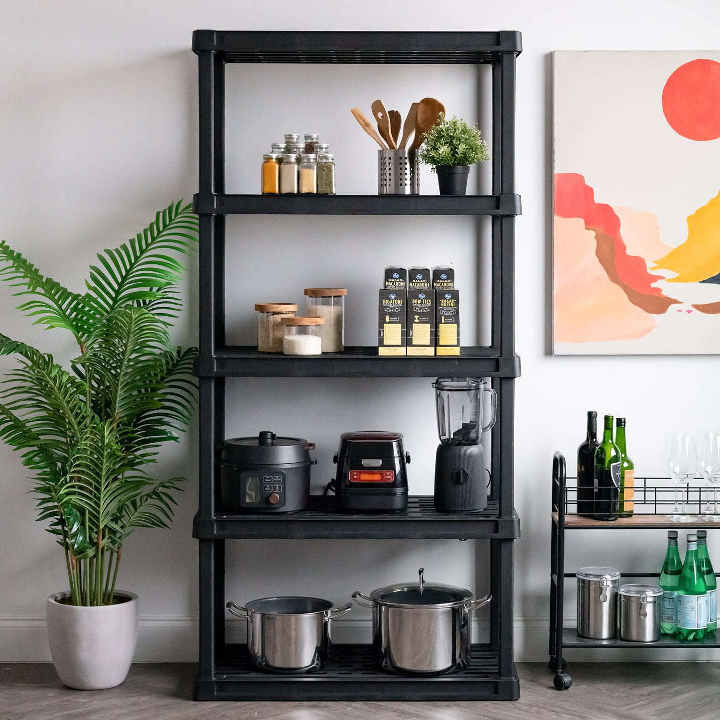 IRIS USA Plastic Storage Shelves |Made in USA| 73"H x 36"W x 18"D - Black