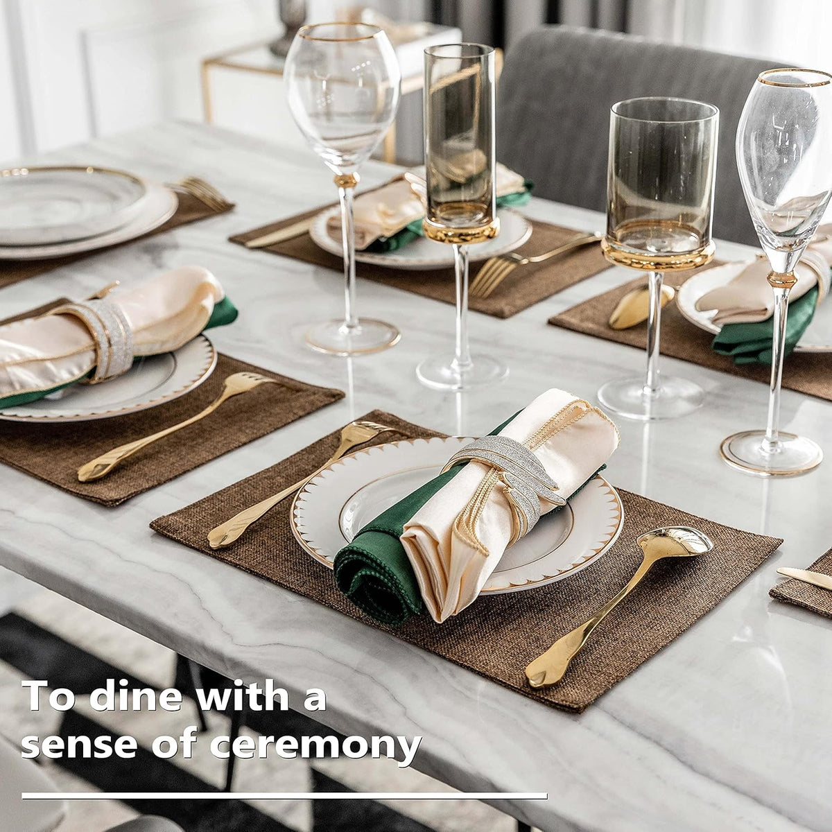 Home Brilliant Cloth Placemats Set of 4 Heat Resistant Dining Table Place Mats Linen Kitchen Table