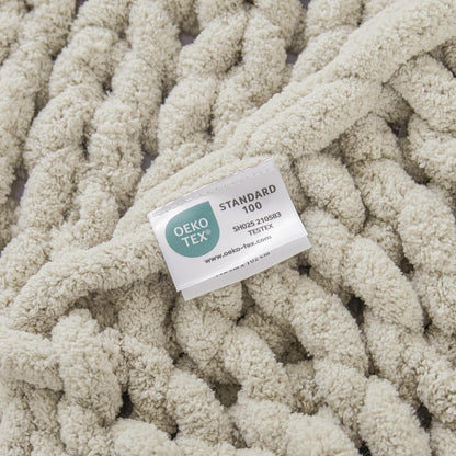 WESHIONGOO Chunky Knit Blanket Throw 40"×40" Knitted Throw Blankets for Couch Bed Fluffy Soft