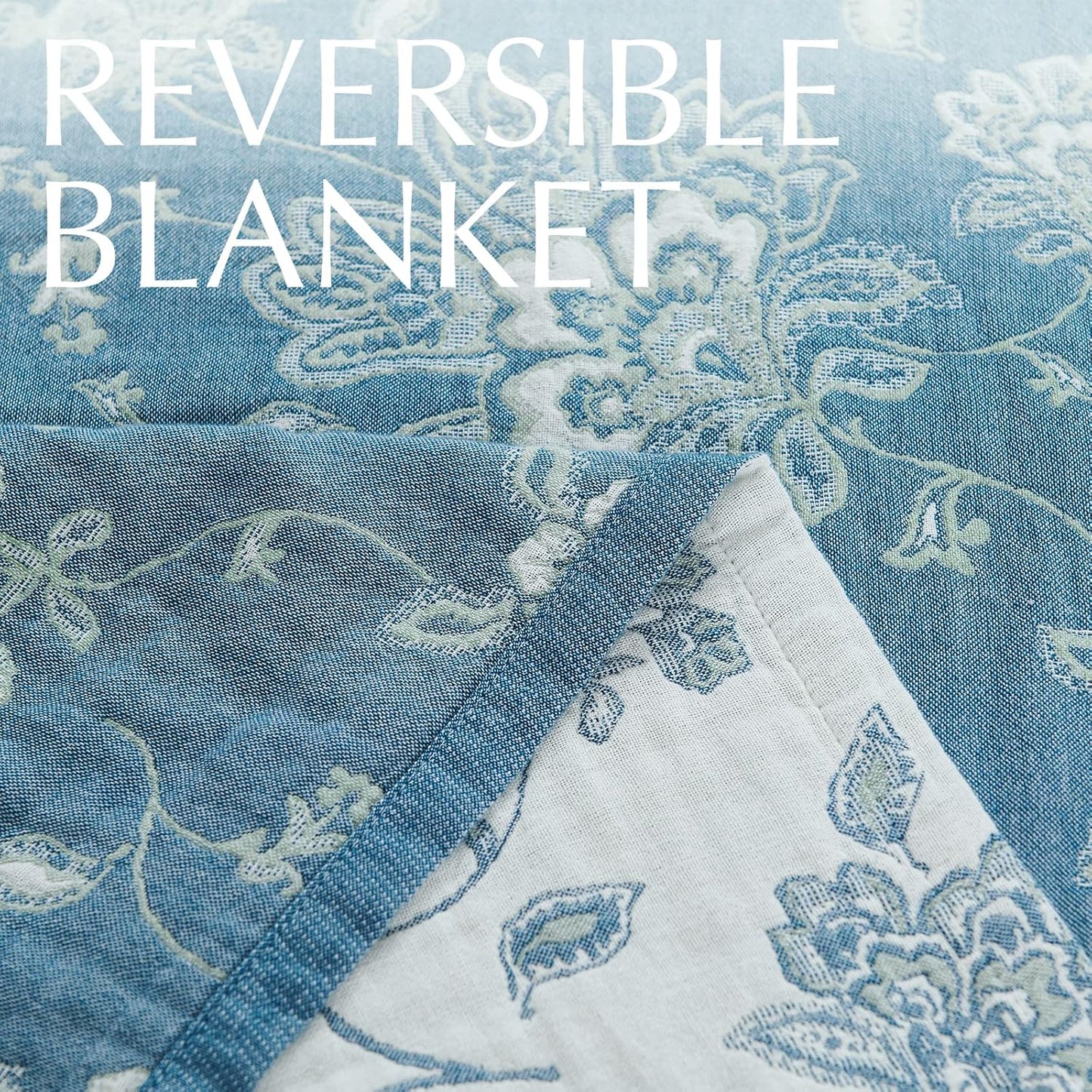 jinchan Boho 100% Cotton Muslin Twin Size 50x60 Inches Blanket Lightweight 4-Layer Quilted Soft