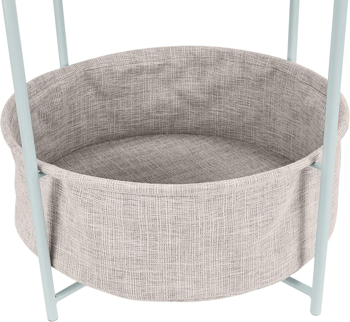 Amazon Basics Round Storage End Table, Side Table with Cloth Basket, Mint Green/Heather Gray, 18 in