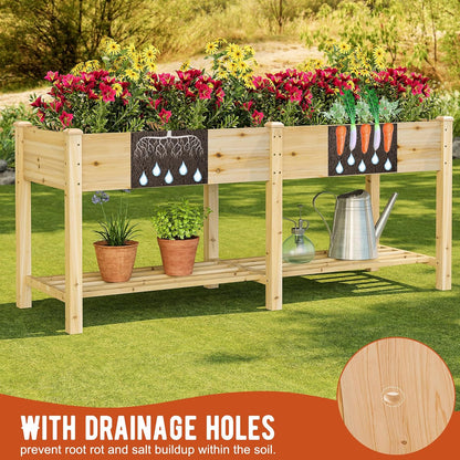 GHWIE Raised Garden Bed with Legs Elevated Wood Planter Box for Planting Vegetables Flowers Garden
