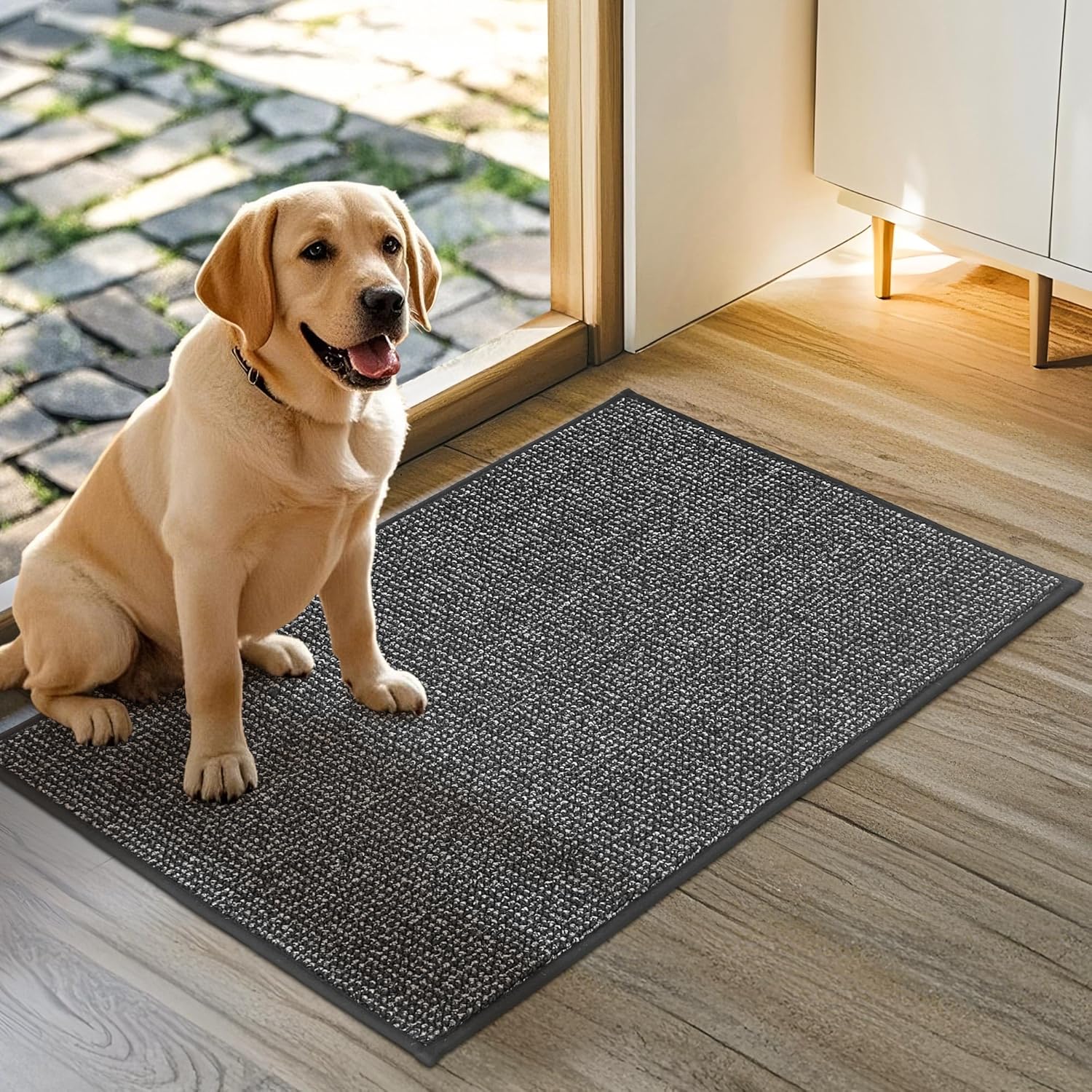 JSEI Dirt Trapper Door Mat 20"x32" Non-Slip Washable Entrance Mat, Dog Doormats, Absorbent &