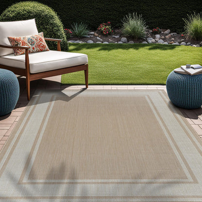 Beverly Rug Large Outdoor Rug 10x14 Modern Bordered Area Rugs for Indoor and Outdoor Patio Deck