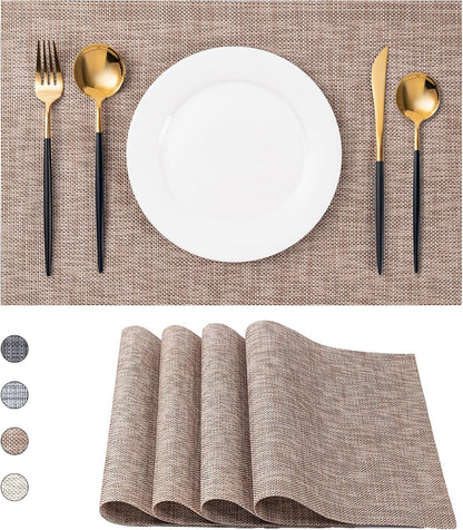 CADONO Placemats Set of 4 Washable Indoor/Outdoor Vinyl Place Mats for Dining Table Durable