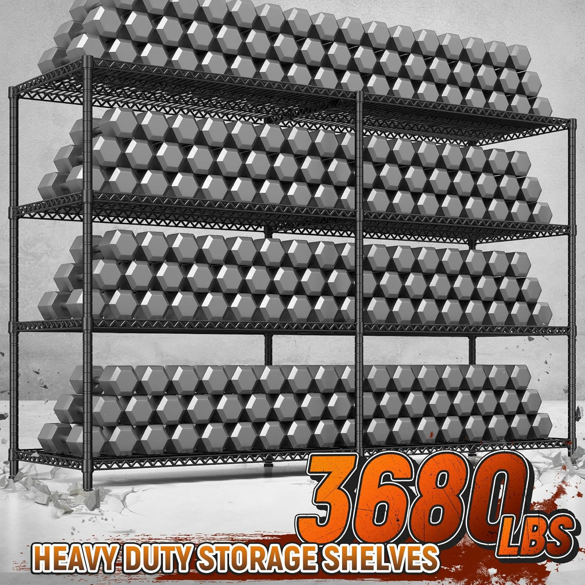 REIBII 81.5''W Storage Shelves 3680LBS Garage Shelving Heavy Duty 4 Tier Metal Shelving Unit