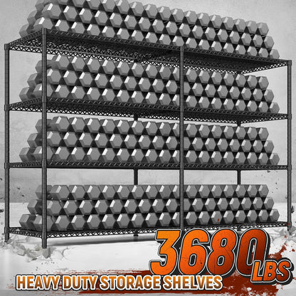 REIBII 81.5''W Storage Shelves 3680LBS Garage Shelving Heavy Duty 4 Tier Metal Shelving Unit